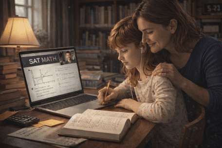 เด็กหญิงเรียนSATMATHกับแม่