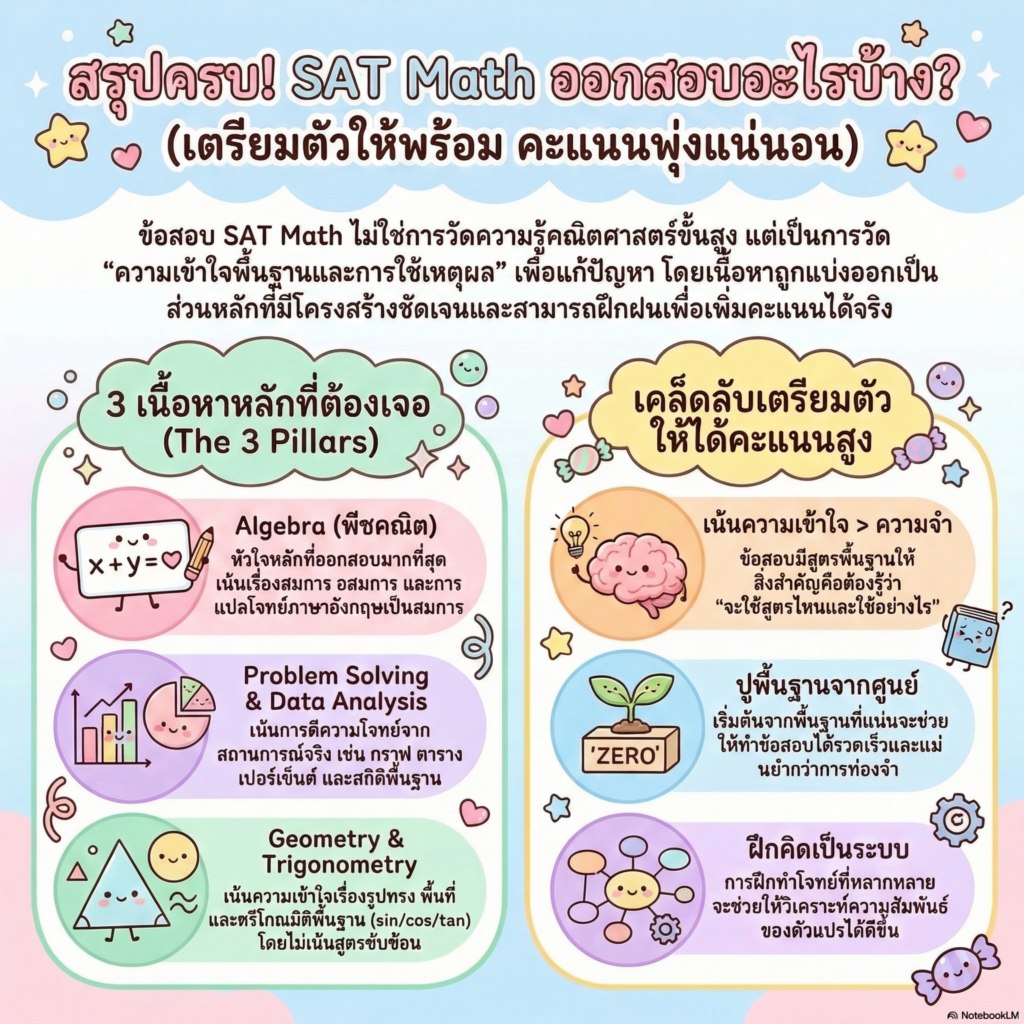 อินโฟกราฟิก SAT Math มีบทอะไรบ้าง?